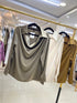 Collar Cowl Neckline Long Sleeves satin Tops